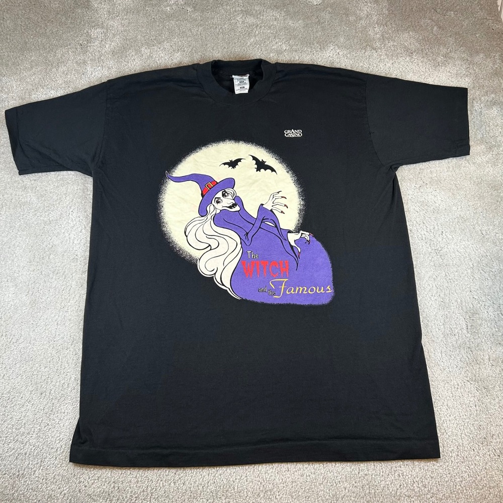 Vintage Grand Casino T-Shirt Men XXL Black The Witch and the Famous Graphic Tee